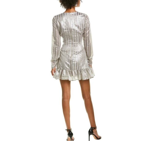 NWT Atoir Walk Me Home Long Sleeve Metallic Silver Mini Dress US 8 - Picture 2 of 9